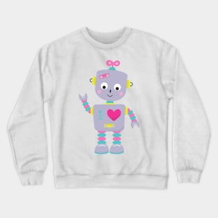 Cute Robot, Purple Robot, Funny Robot, Silly Robot Crewneck Sweatshirt